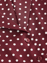 Burgundy Polka Dot Soft Revere Collar Long Sleeve Shirt - Image 6 of 7