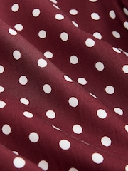 Burgundy Polka Dot Soft Revere Collar Long Sleeve Shirt - Image 7 of 7