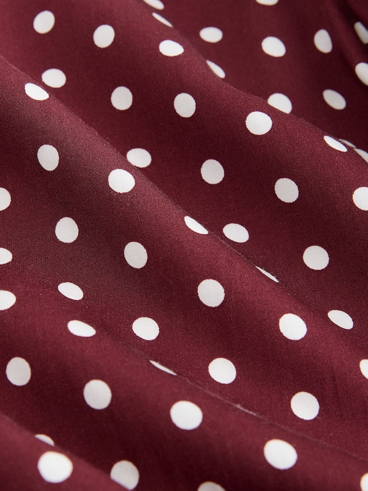 Burgundy Polka Dot Soft Revere Collar Long Sleeve Shirt - Image 7 of 7 Burgundy Polka Dot Soft Revere Collar Long Sleeve Shirt - Image 7 of 7