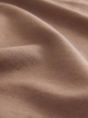Mocha Brown Linen Rich Wrap Button Midi Skirt - Image 6 of 7
