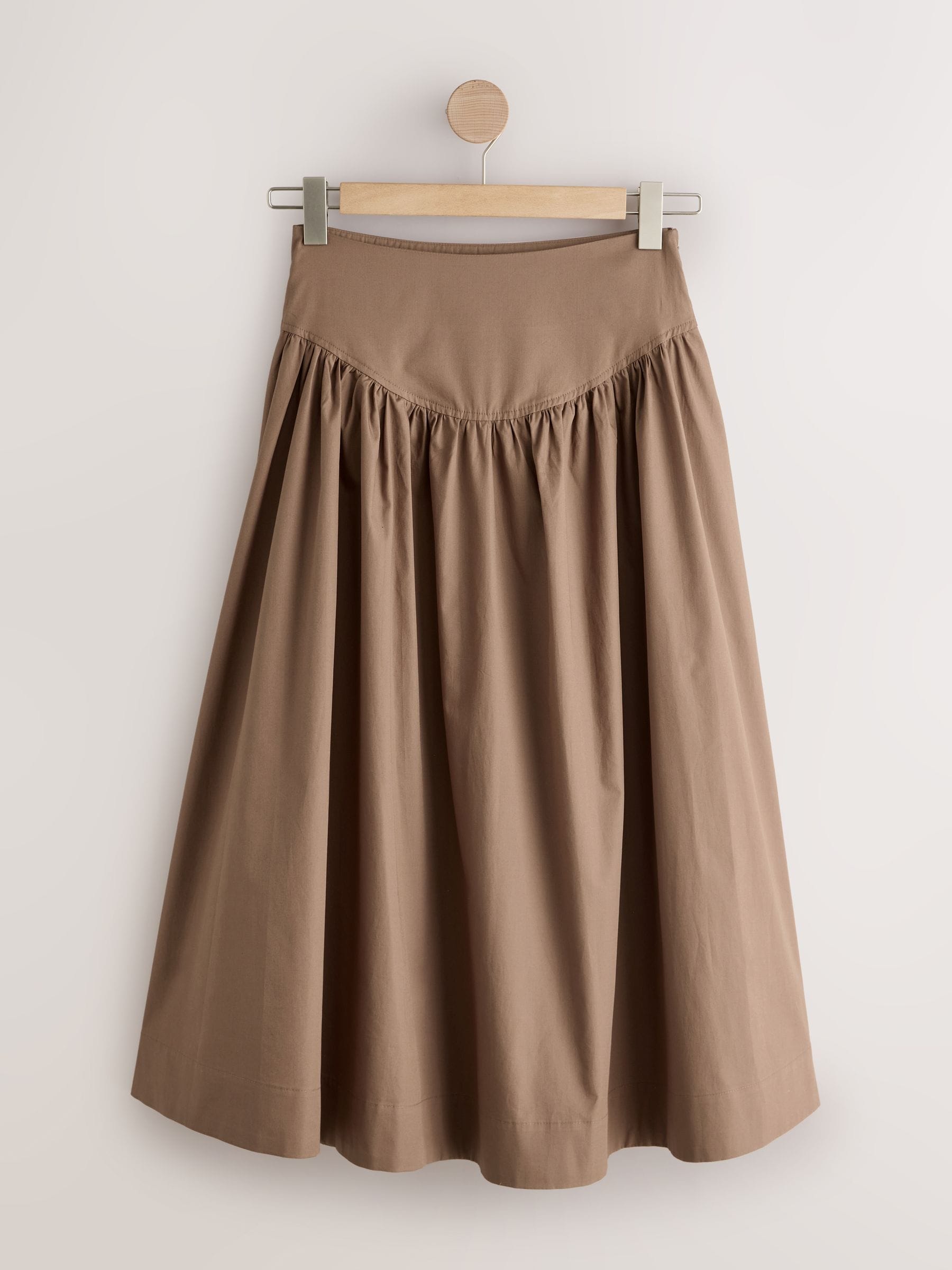 Buy Tan Brown Cotton Poplin Drop Waist Midi Skirt from Next Australia