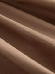 Tan Brown Cotton Poplin Drop Waist Midi Skirt - Image 7 of 8