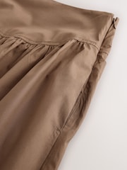 Tan Brown Cotton Poplin Drop Waist Midi Skirt - Image 8 of 8