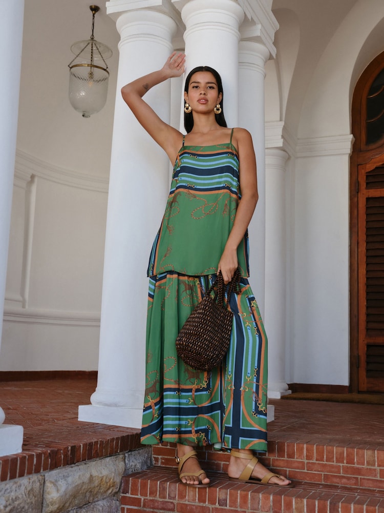 Green/Blue Print Satin Camisole - Image 1 of 7