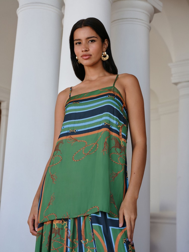 Green/Blue Print Satin Camisole - Image 2 of 7