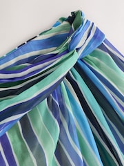 Green/Blue Stripe Mesh Maxi Sarong Skirt - Image 2 of 5