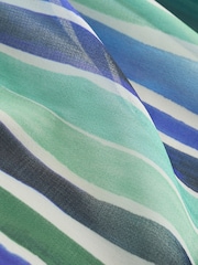 פסים כחולים/ירוקים - Mesh Maxi Sarong Skirt - תמונה 7 מתוך 9