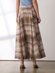 Neutral/Pink Check Godet Maxi Skirt - Image 3 of 7