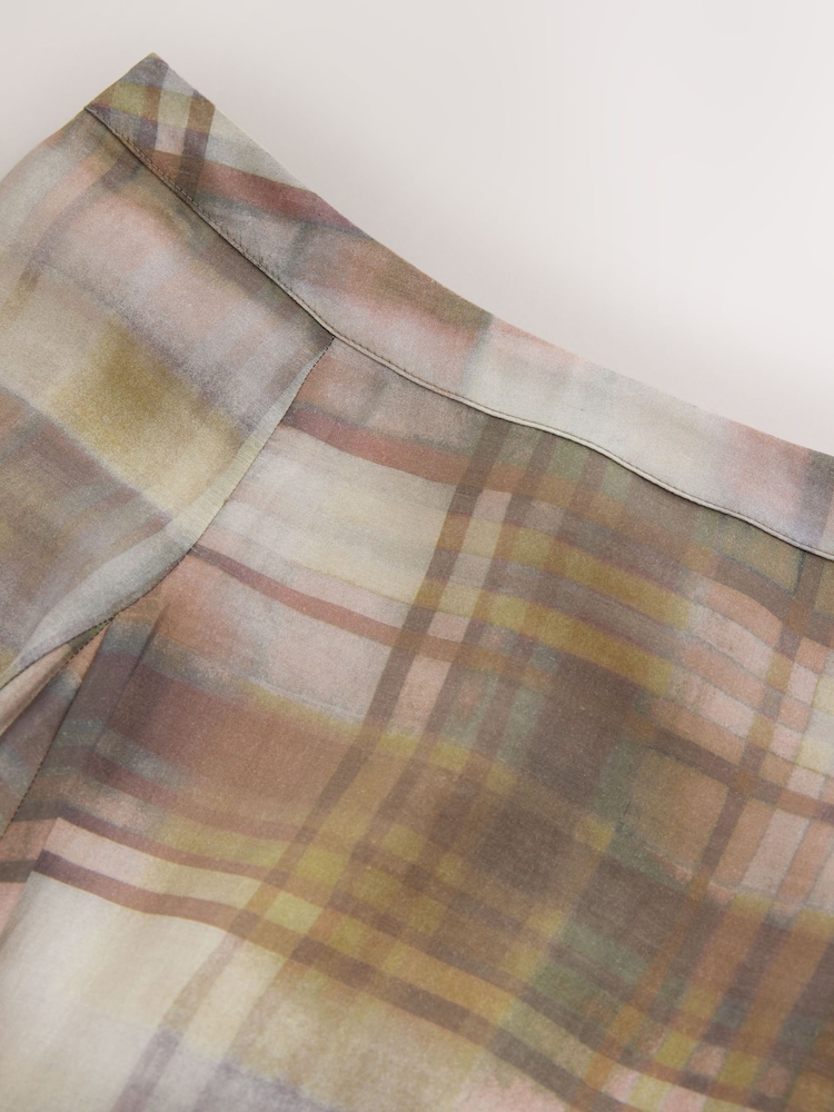 Neutral/Pink Check Godet Maxi Skirt - Image 7 of 7