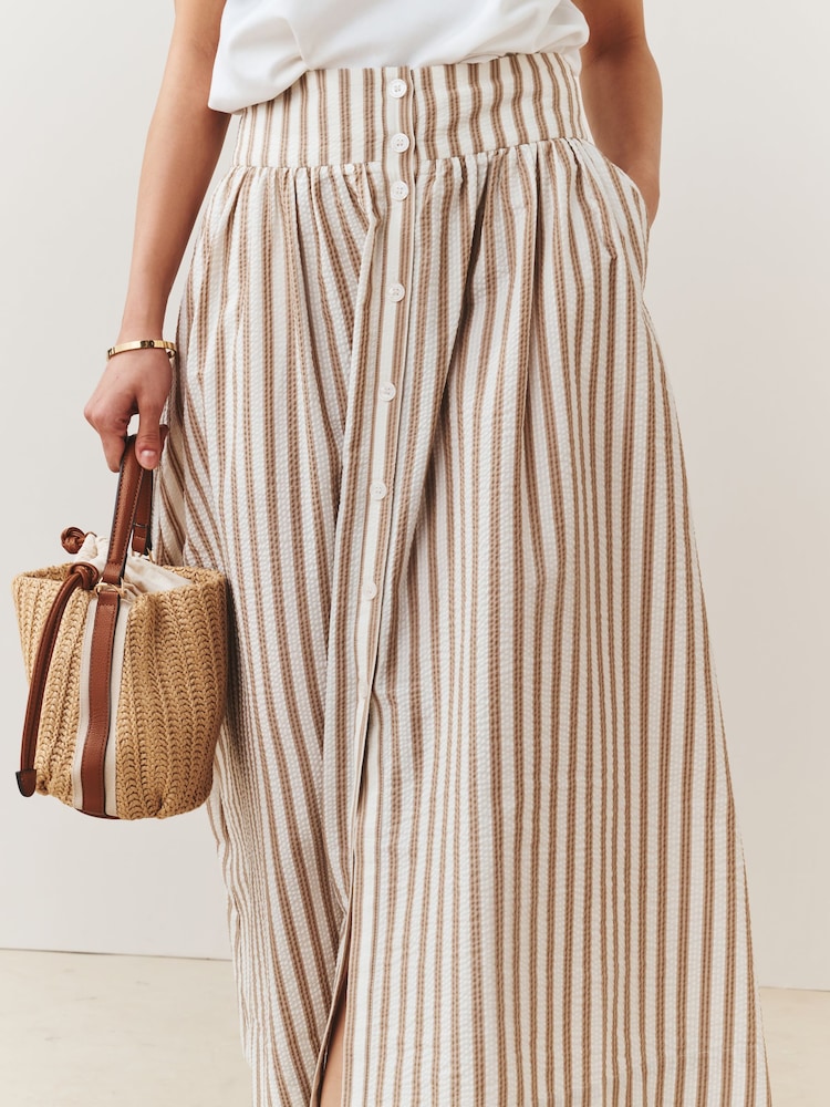 Neutral Stripe Button Down Maxi Skirt - Image 5 of 5 Neutral Stripe Button Down Maxi Skirt - Image 5 of 5