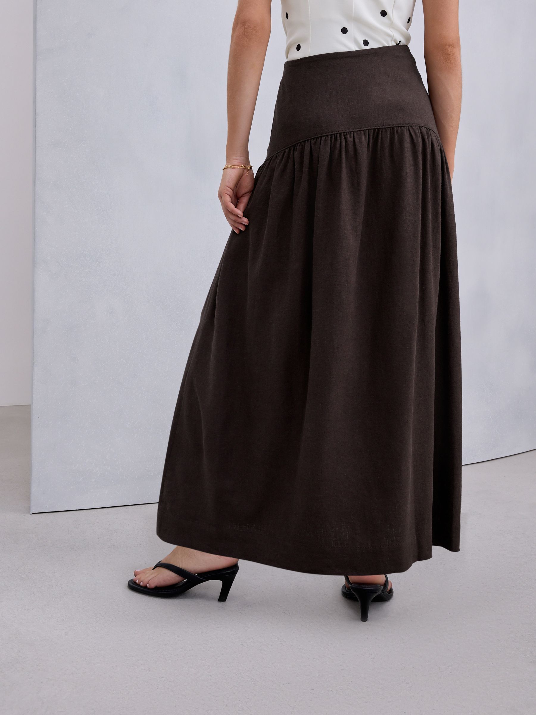 Buy Chocolate Brown Drop Waist Linen Blend Maxi Skirt from Next USA