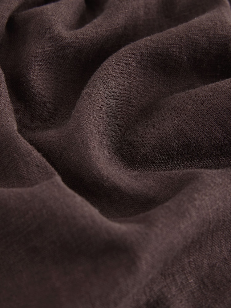 بني - تنورة ماكسي من مزيج كتّان بخصر منسدل - صورة 8 من 8