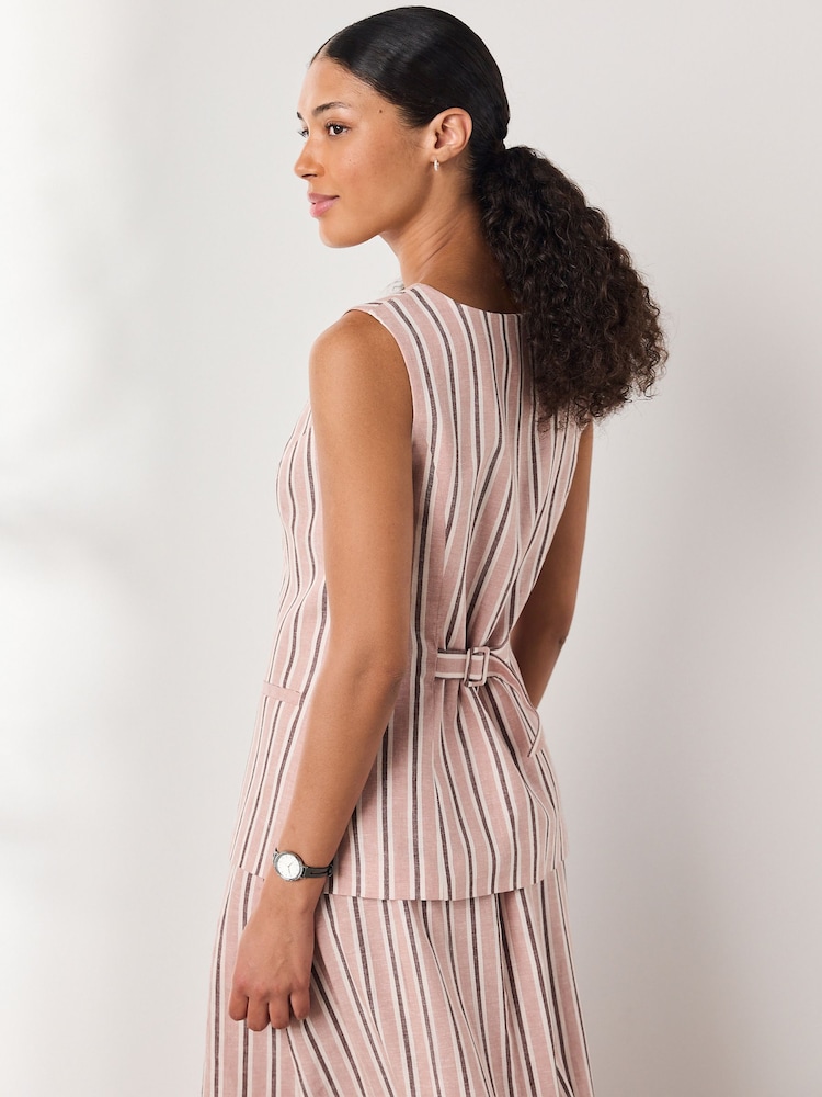 Pink Stripe N. Premium Linen Cotton Blend Waistcoat - Image 2 of 7