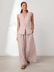 Pink Stripe N. Premium Linen Cotton Blend Waistcoat - Image 3 of 7