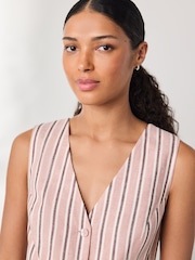 Pink Stripe N. Premium Linen Cotton Blend Waistcoat - Image 4 of 7