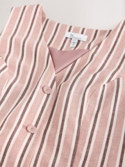 Pink Stripe N. Premium Linen Cotton Blend Waistcoat - Image 6 of 7
