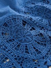 Blue Crochet Trim Waistcoat - Image 2 of 3