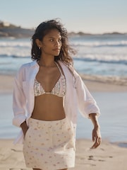 Ecru mit Streublümchen - Linen Rich Mini Skirt - Bild 1 von 6