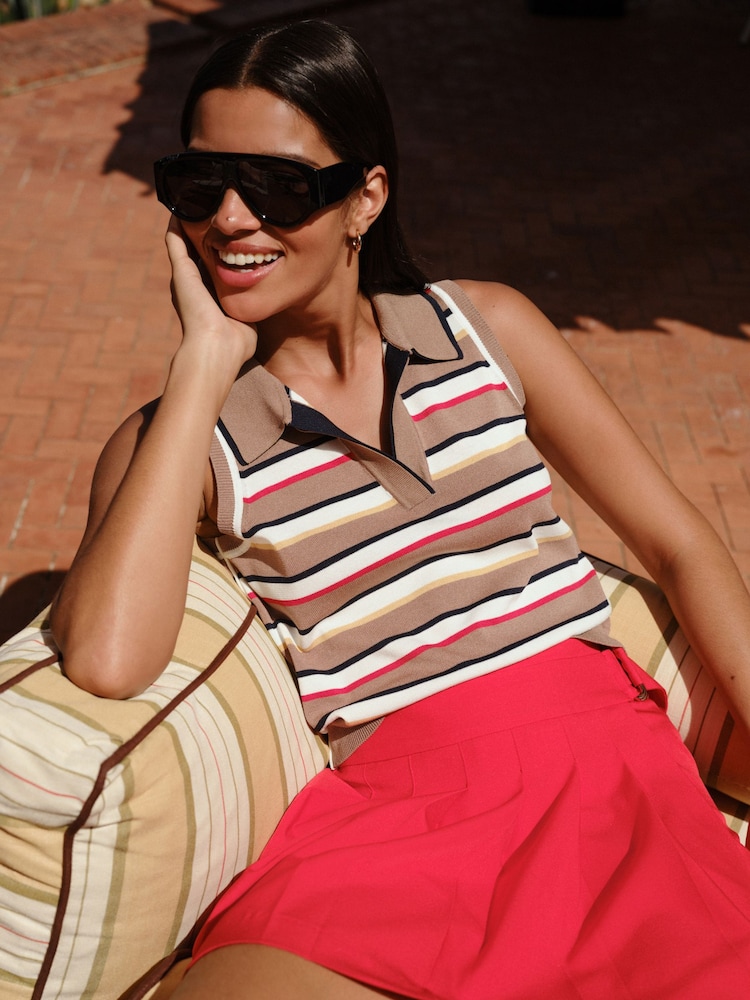 Red Pleated Mini Tennis Skirt - Image 2 of 7