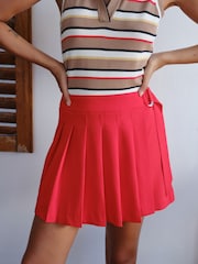 Red Pleated Mini Tennis Skirt - Image 4 of 7