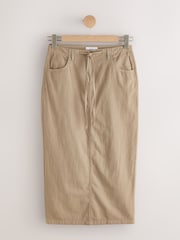 Stone Cotton Linen Blend Midi Skirt - Image 6 of 8