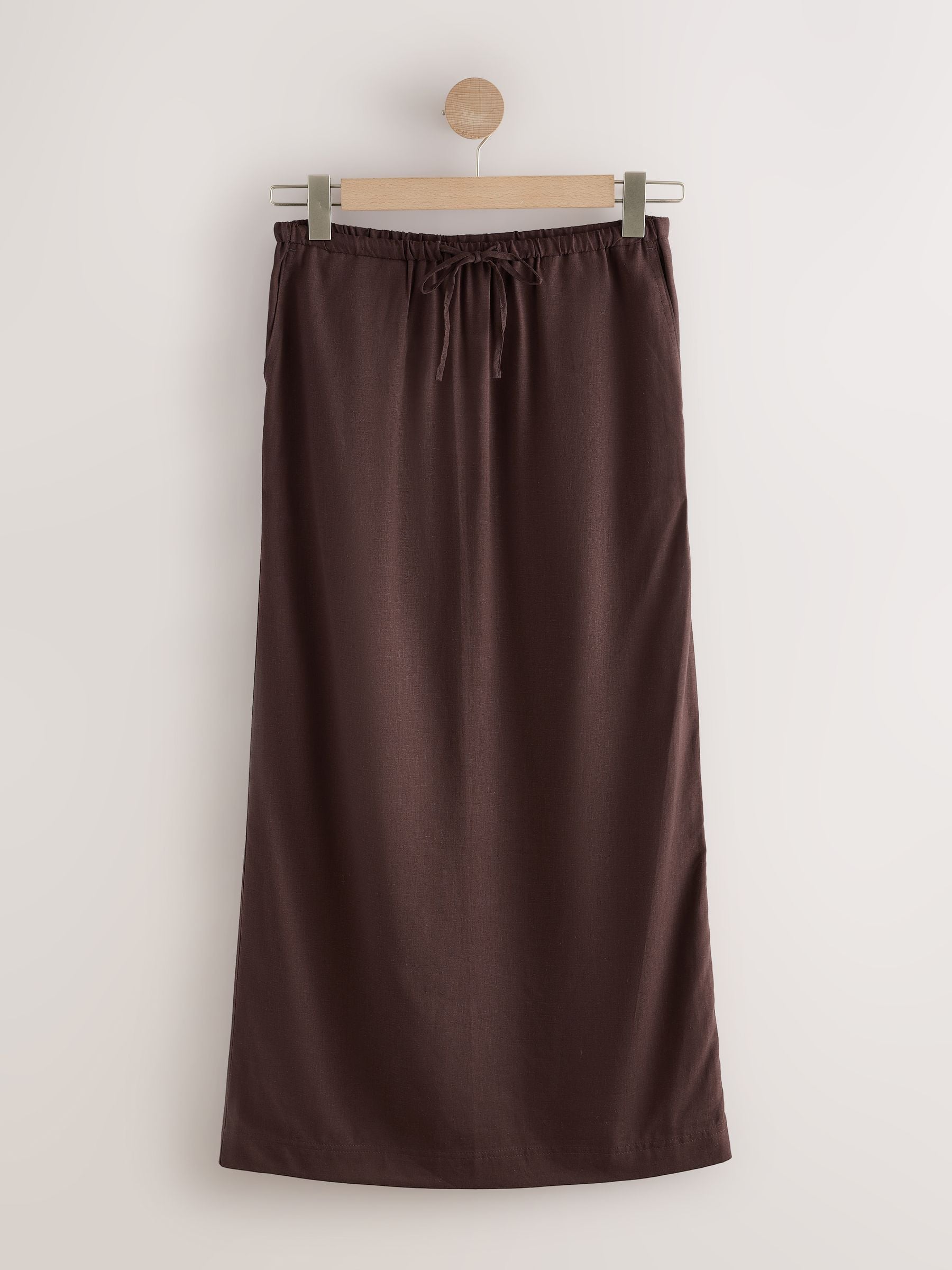 Buy Chocolate Brown Midi Skirt With Linen from Next USA