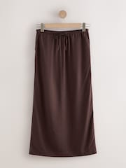 Chocolate Brown Midi Skirt With Linen - Image 5 of 7