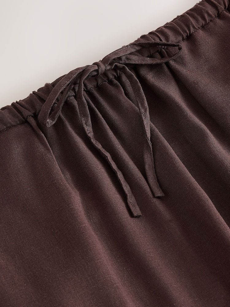 Chocolate Brown Midi Skirt With Linen - Image 7 of 7