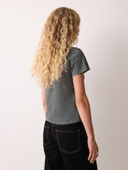 Jigsaw Grey Antique Floral Print T-Shirt - Image 3 of 4