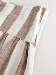Neutral/Brown Stripe Dropwaist Linen Blend Maxi Skirt - Image 9 of 9