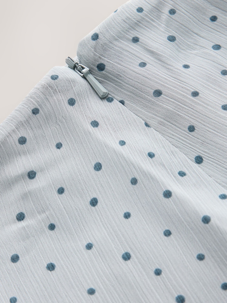 Light Blue Spot Ruffle Midi Skirt - Image 2 of 3 Light Blue Spot Ruffle Midi Skirt - Image 2 of 3