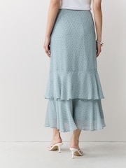 Light Blue Spot Ruffle Midi Skirt - Image 4 of 8