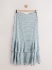 Light Blue Spot Ruffle Midi Skirt - Image 6 of 8