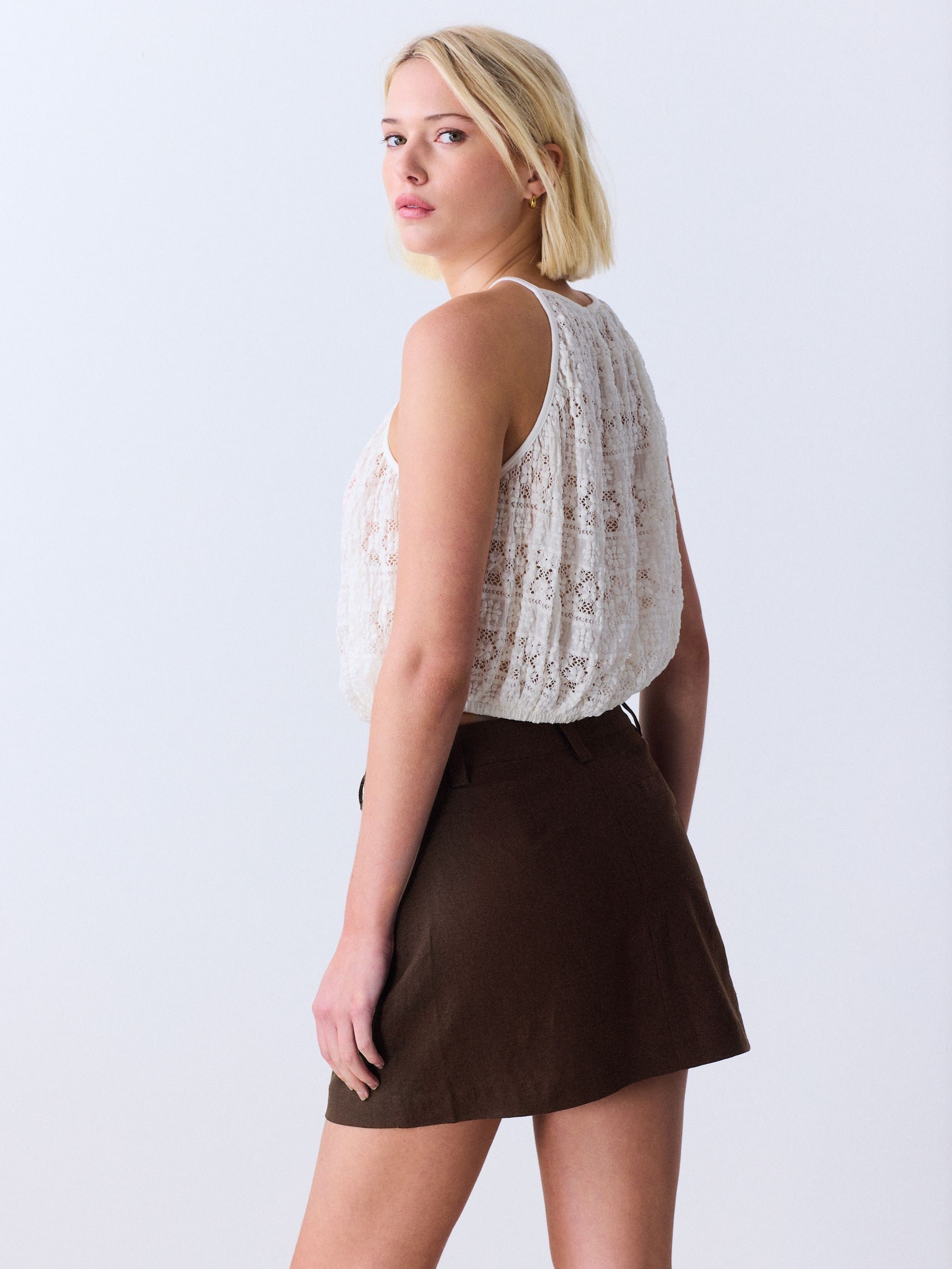 Buy Chocolate Brown Linen Rich Mini Skirt from Next USA