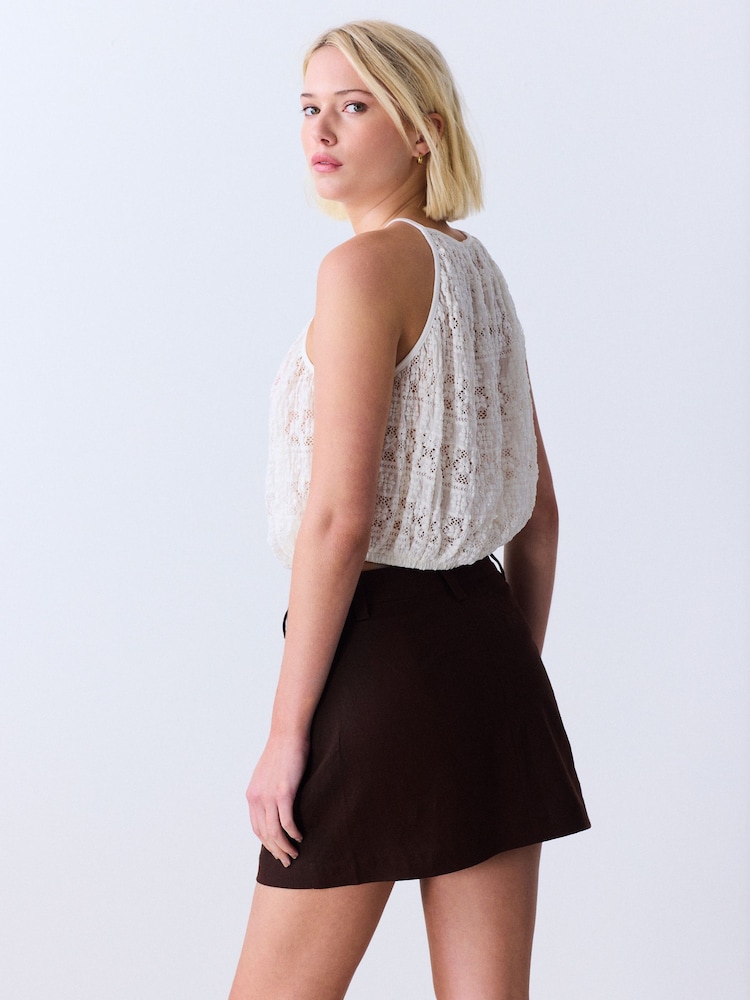 Schokoladenbraun - Linen Rich Mini Skirt - Bild 2 von 7