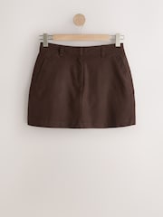 Schokoladenbraun - Linen Rich Mini Skirt - Bild 5 von 7