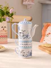 Cath Kidston Blue/White Wallace and Gromit Stackable Tea For Two - Image 1 of 8
