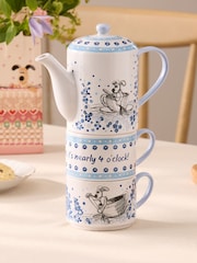 Cath Kidston Blue/White Wallace and Gromit Stackable Tea For Two - Image 2 of 8