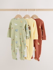 Yellow Farm Animals Two Way Zip Baby Sleepsuits 3 Pack (0mths-2yrs) - Image 5 of 14