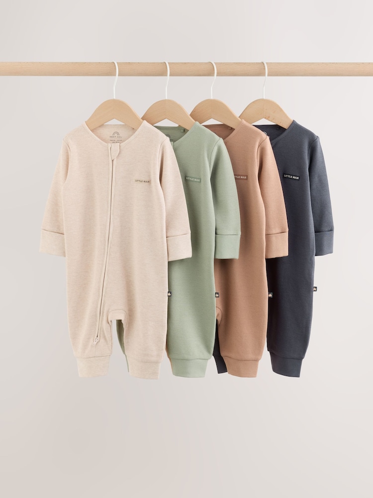 Neutral Sage Waffle Two Way Zip Baby Sleepsuits 4 Pack (0mths-3yrs) - Image 1 of 15 Neutral Sage Waffle Two Way Zip Baby Sleepsuits 4 Pack (0mths-3yrs) - Image 1 of 15