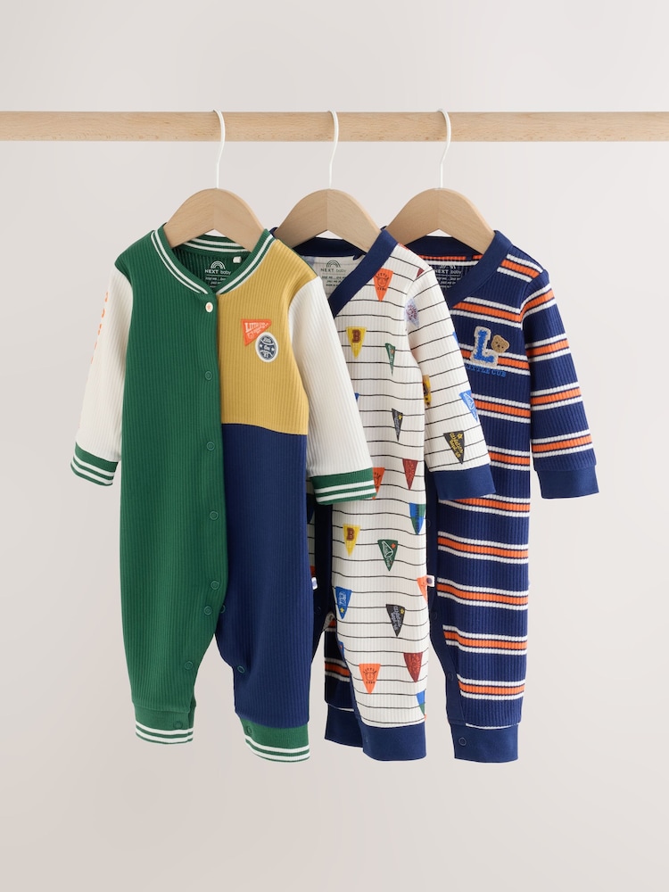 Multi Varsity Two Way Zip Baby Sleepsuits 4 Pack (0mths-3yrs) - Image 1 of 16