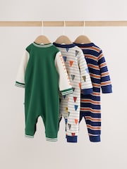 Multi Varsity Two Way Zip Baby Sleepsuits 4 Pack (0mths-3yrs) - Image 5 of 16