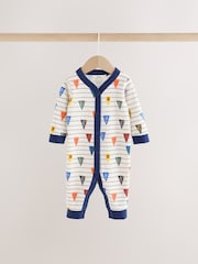Multi Varsity Two Way Zip Baby Sleepsuits 4 Pack (0mths-3yrs) - Image 8 of 16