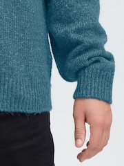 !Solid Blue Hamandi Knit Long Sleeve Jumper - Image 5 of 6