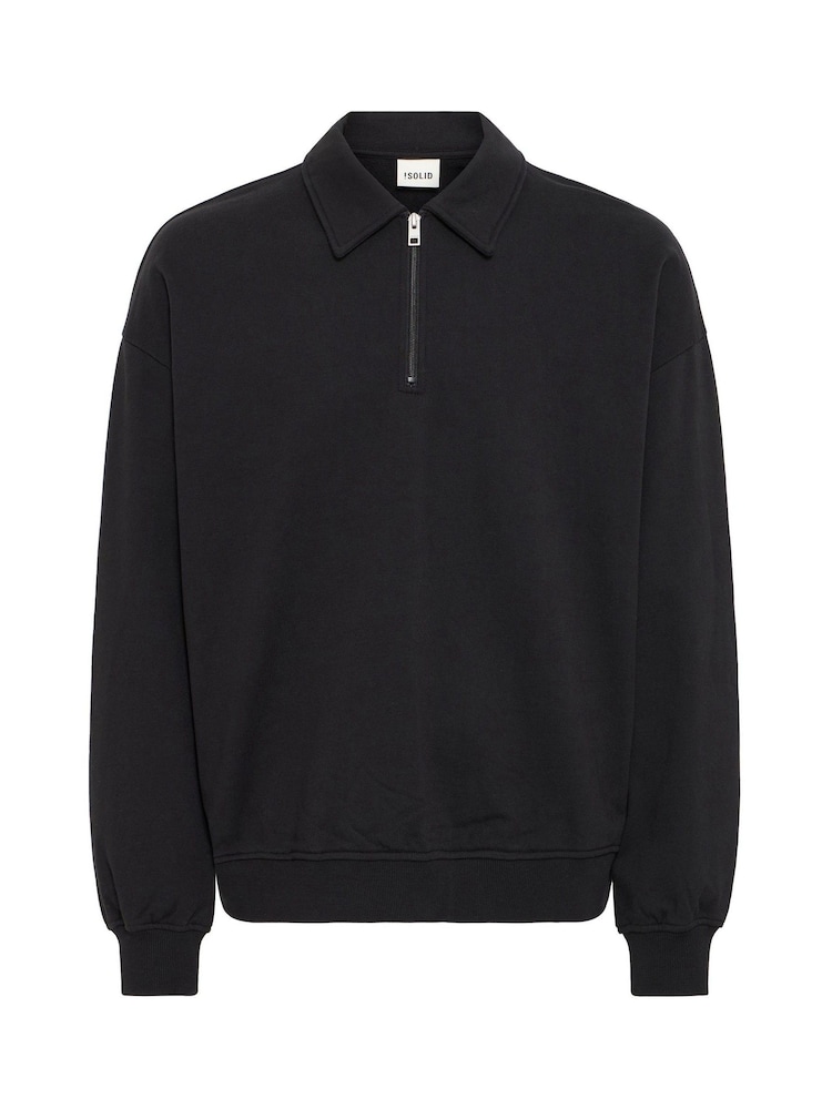 !Solid Black Relaxed Fit Half Zip Sweatshirt - Image 6 of 6 !Solid Black Relaxed Fit Half Zip Sweatshirt - Image 6 of 6