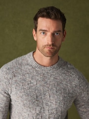 Grey Textured Crew Neck Jumper - Image 1 of 5