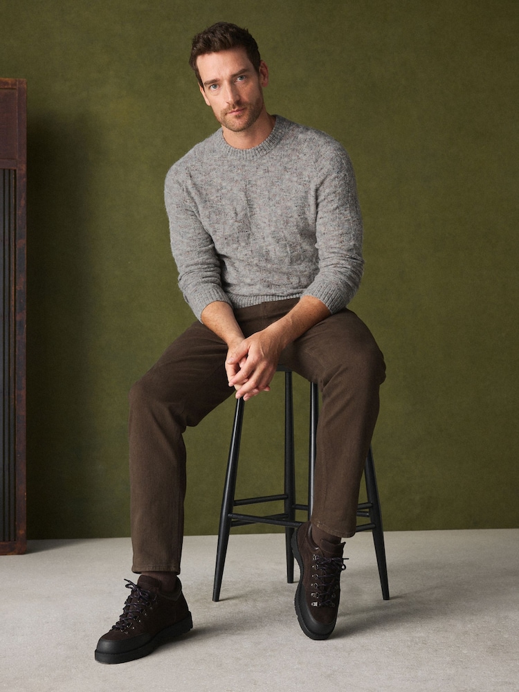 Grey Textured Crew Neck Jumper - Image 2 of 5