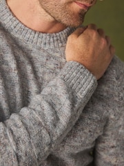Grey Textured Crew Neck Jumper - Image 5 of 5