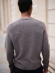 Neutral Relaxed Fit Cosy Crew Neck Jumper with Wool - Image 3 of 8