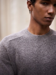 Neutral Relaxed Fit Cosy Crew Neck Jumper with Wool - Image 5 of 8